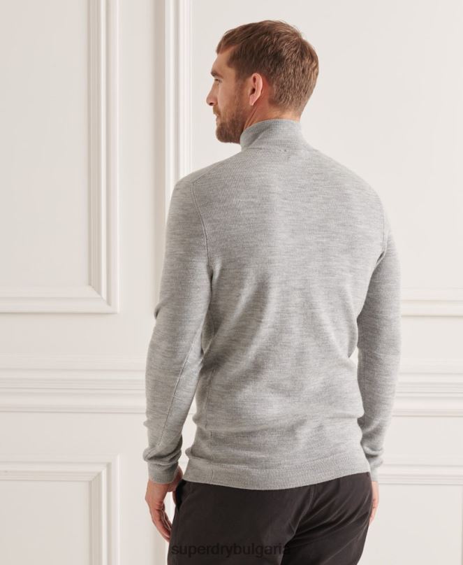 Superdry облекло N00H1295 сиво мъже studios merino henley jumper