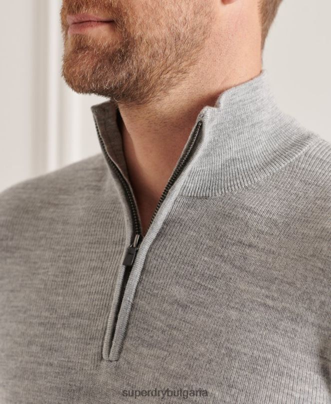 Superdry облекло N00H1295 сиво мъже studios merino henley jumper