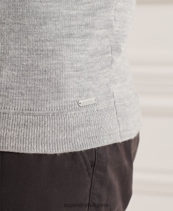 Superdry облекло N00H1295 сиво мъже studios merino henley jumper