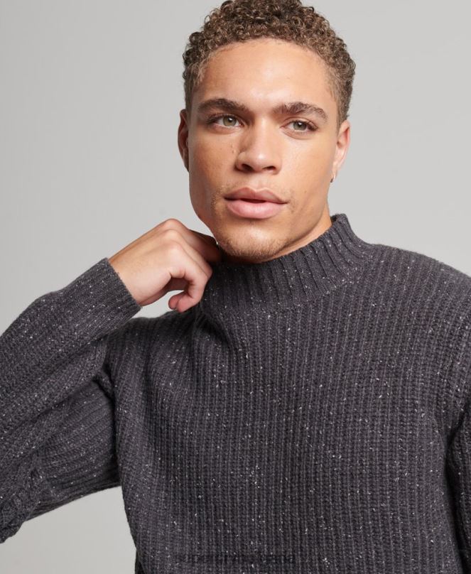 Superdry облекло N00H1296 тъмно сив мъже джемпер от вълнена смес от туид