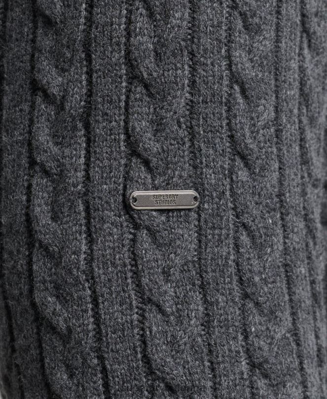 Superdry облекло N00H1299 тъмно сив мъже кабелен ролков джъмпер за врата