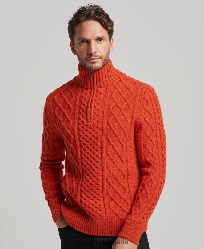Superdry облекло N00H1300 оранжево мъже реколта jacob henley джъмпър