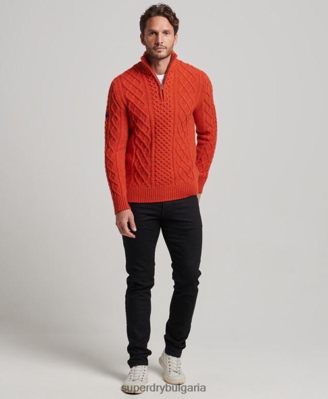 Superdry облекло N00H1300 оранжево мъже реколта jacob henley джъмпър