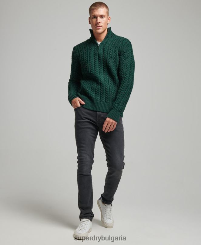 Superdry облекло N00H1304 зелено мъже реколта jacob henley джъмпър