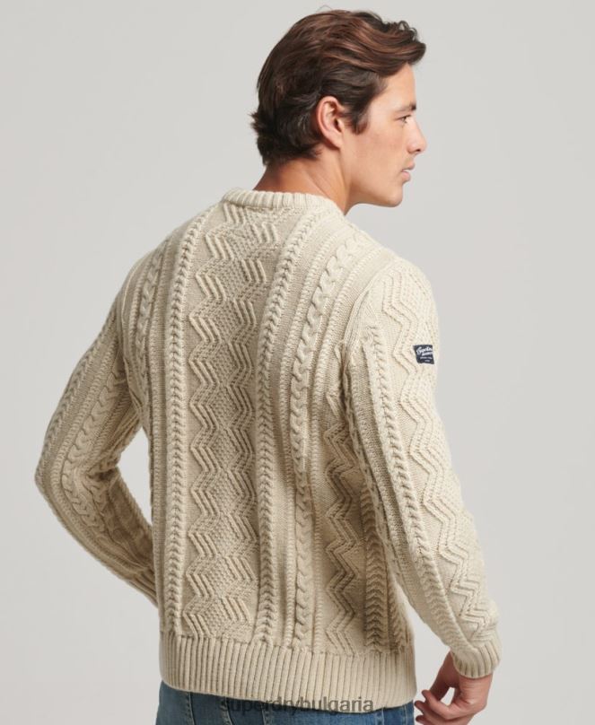Superdry облекло N00H1305 сметана мъже jacob crew jumper