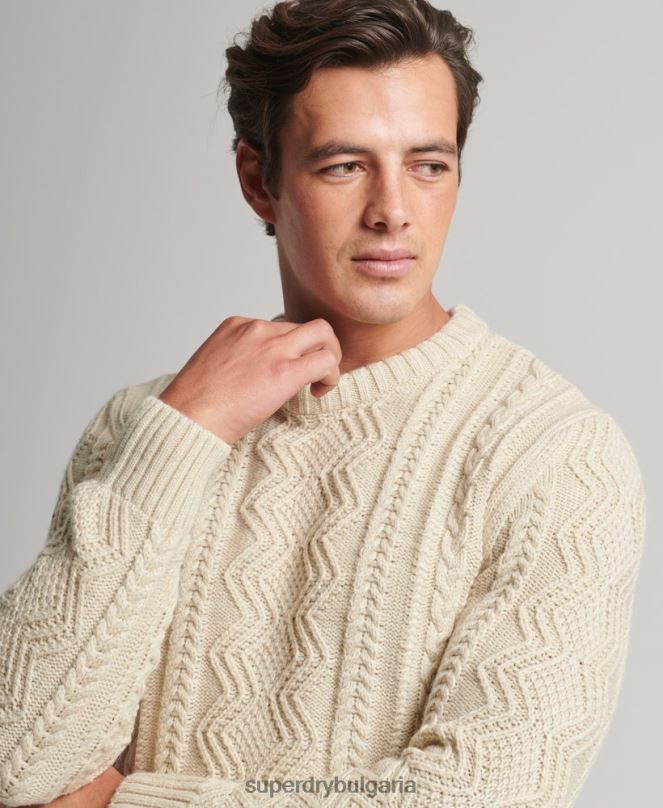 Superdry облекло N00H1305 сметана мъже jacob crew jumper