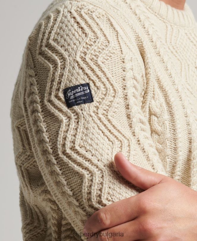 Superdry облекло N00H1305 сметана мъже jacob crew jumper