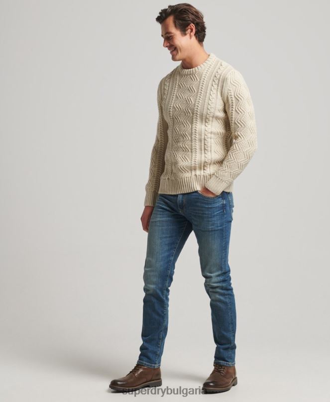 Superdry облекло N00H1305 сметана мъже jacob crew jumper