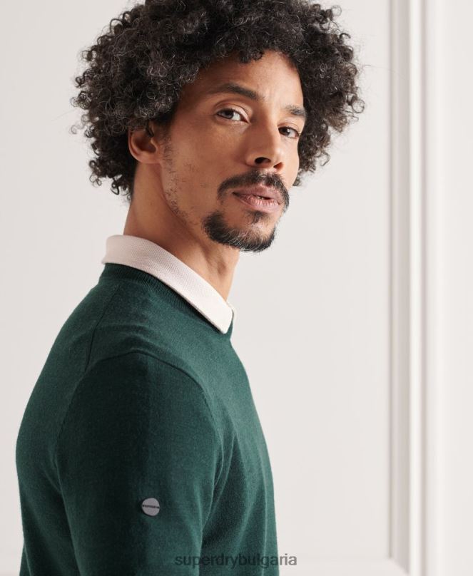 Superdry облекло N00H1306 зелено мъже лек мериносов джъмпер