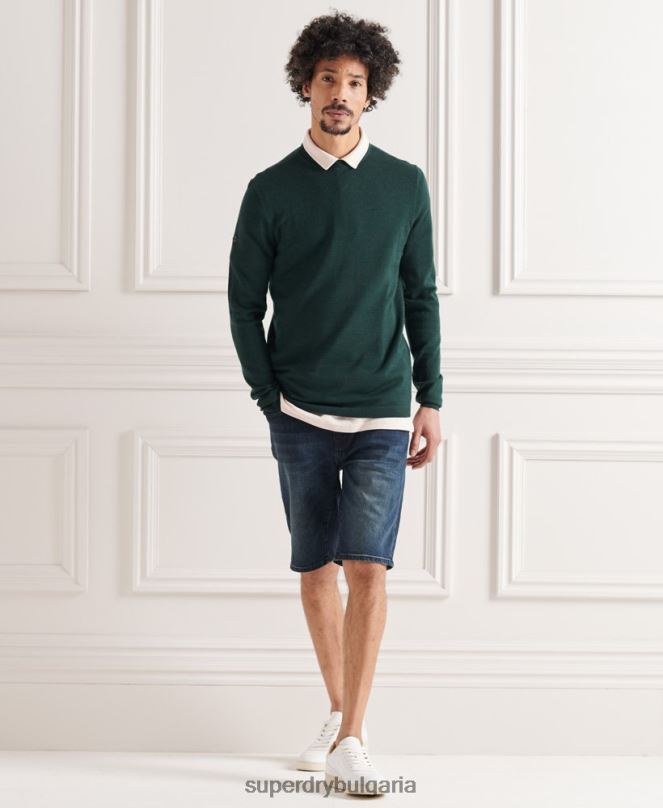 Superdry облекло N00H1306 зелено мъже лек мериносов джъмпер