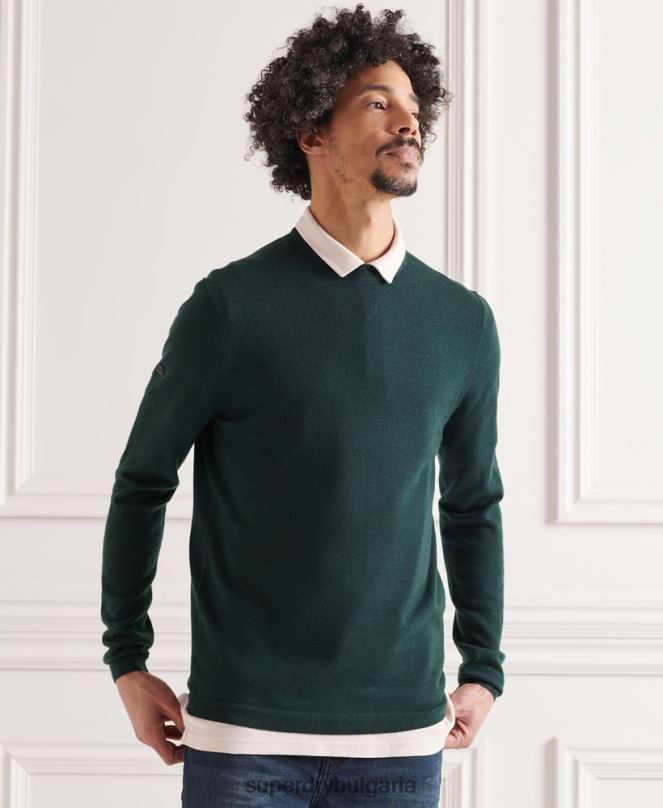 Superdry облекло N00H1306 зелено мъже лек мериносов джъмпер