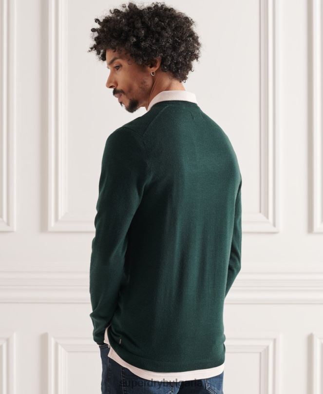 Superdry облекло N00H1306 зелено мъже лек мериносов джъмпер