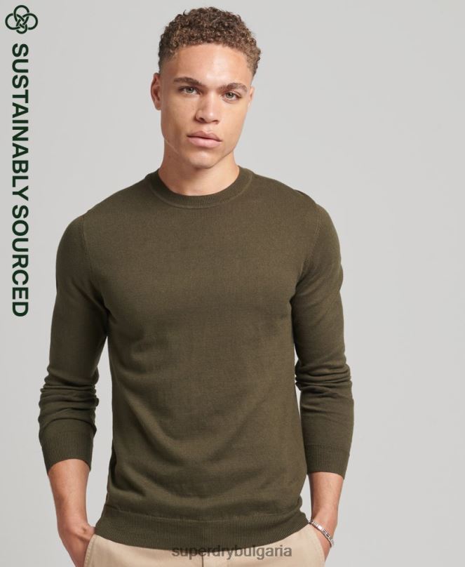 Superdry облекло N00H1307 зелено мъже кашмирен пуловер от органичен памук