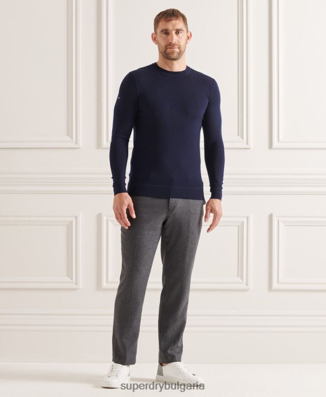 Superdry облекло N00H1308 военноморски флот мъже studios merino crew pupper