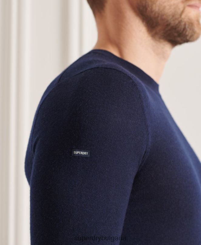 Superdry облекло N00H1308 военноморски флот мъже studios merino crew pupper
