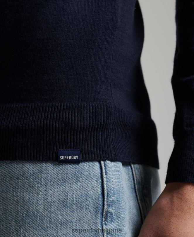 Superdry облекло N00H1309 военноморски флот мъже кашмирен пуловер от органичен памук