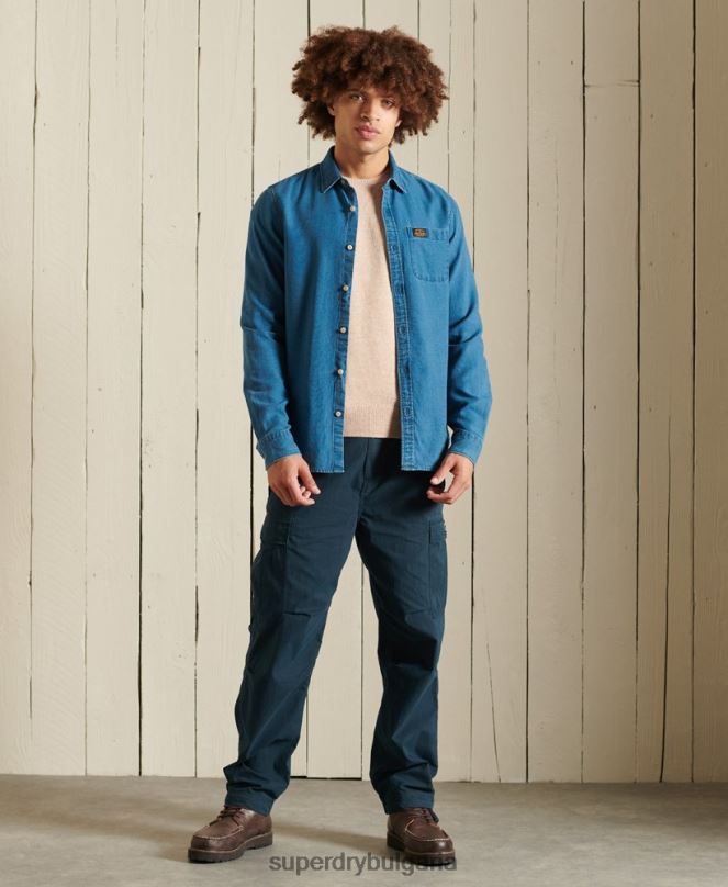 Superdry облекло N00H1310 сребро мъже лек пуловер от агнешка вълна