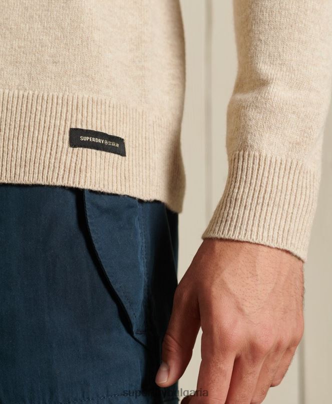 Superdry облекло N00H1310 сребро мъже лек пуловер от агнешка вълна