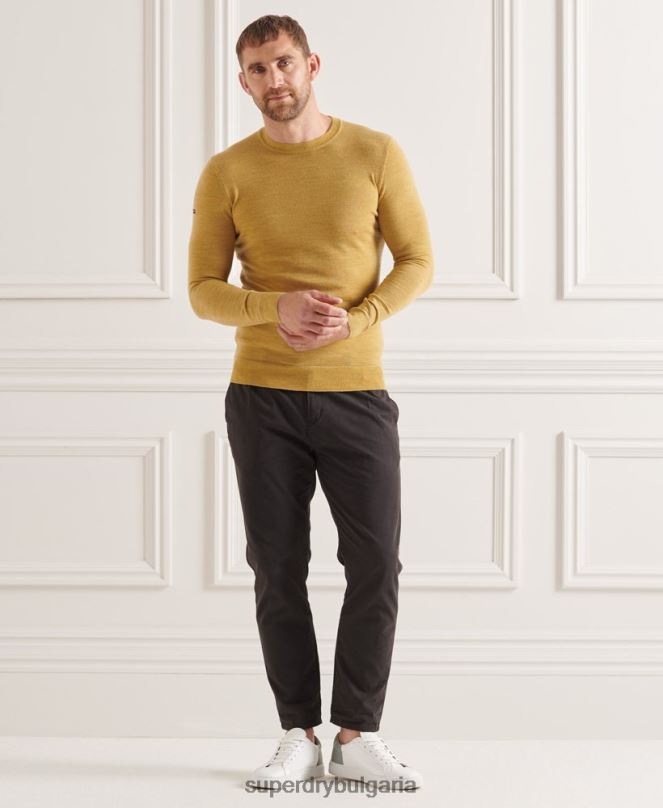 Superdry облекло N00H1312 жълто мъже studios merino crew pupper