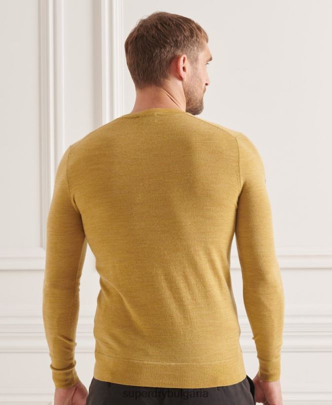 Superdry облекло N00H1312 жълто мъже studios merino crew pupper