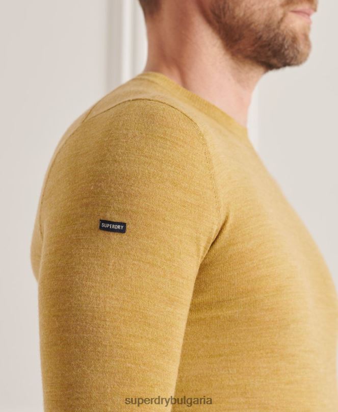 Superdry облекло N00H1312 жълто мъже studios merino crew pupper