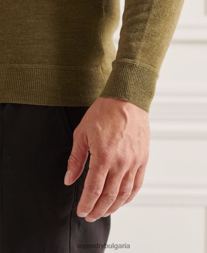 Superdry облекло N00H1313 зелено мъже studios merino crew pupper