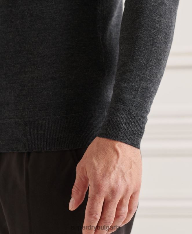 Superdry облекло N00H1314 тъмно сив мъже studios merino crew pupper