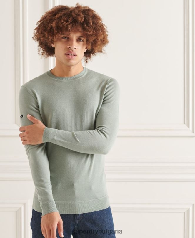 Superdry облекло N00H1315 тъмно сив мъже studios merino crew pupper