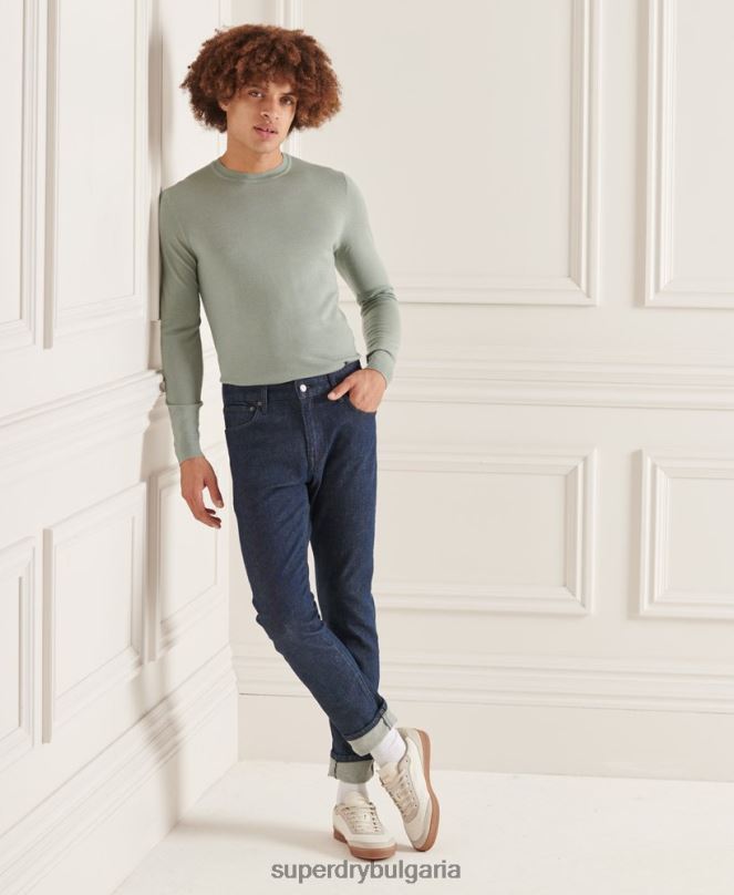 Superdry облекло N00H1315 тъмно сив мъже studios merino crew pupper