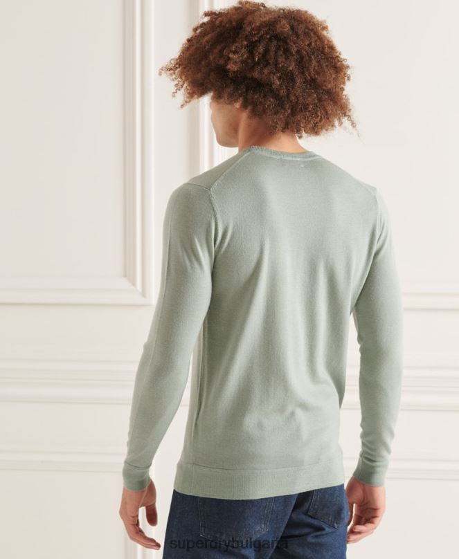 Superdry облекло N00H1315 тъмно сив мъже studios merino crew pupper