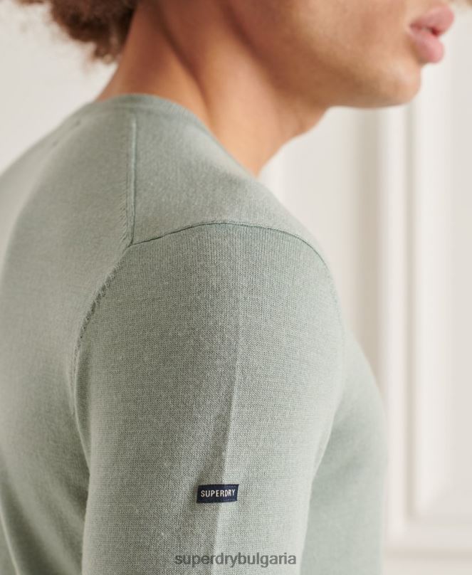 Superdry облекло N00H1315 тъмно сив мъже studios merino crew pupper
