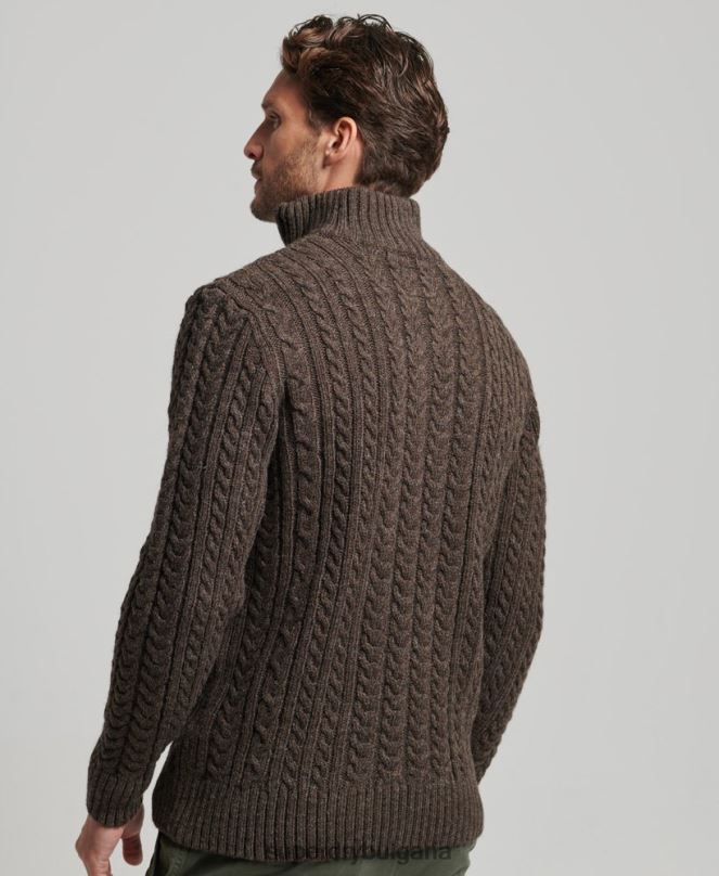 Superdry облекло N00H1322 кафяво мъже реколта jacob henley джъмпър