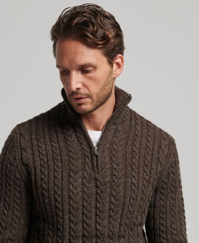 Superdry облекло N00H1322 кафяво мъже реколта jacob henley джъмпър