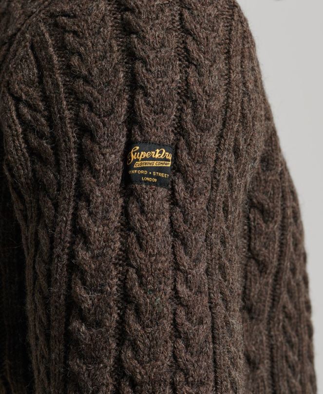 Superdry облекло N00H1322 кафяво мъже реколта jacob henley джъмпър