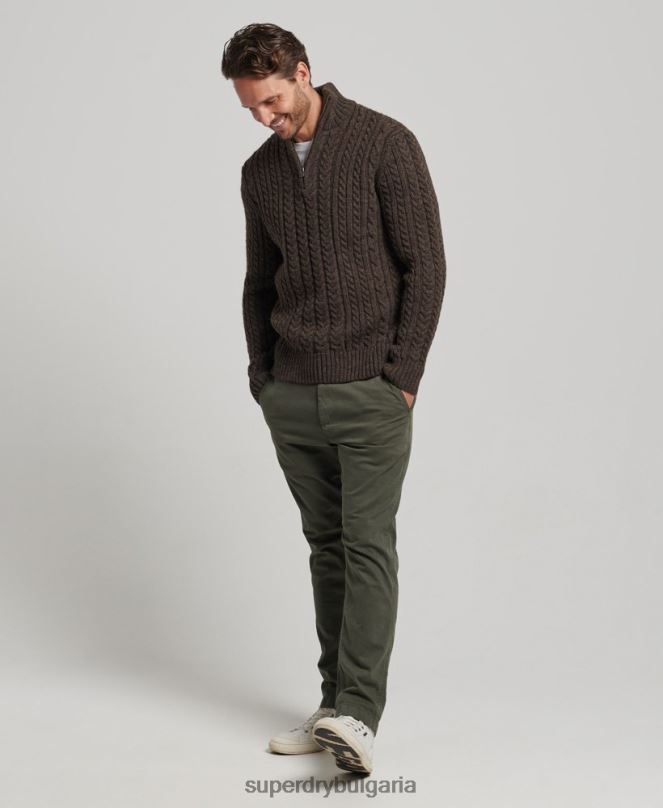 Superdry облекло N00H1322 кафяво мъже реколта jacob henley джъмпър