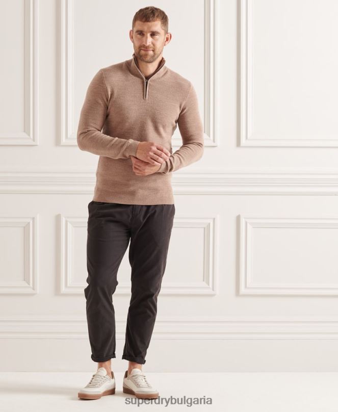 Superdry облекло N00H1323 бежово мъже studios merino henley jumper