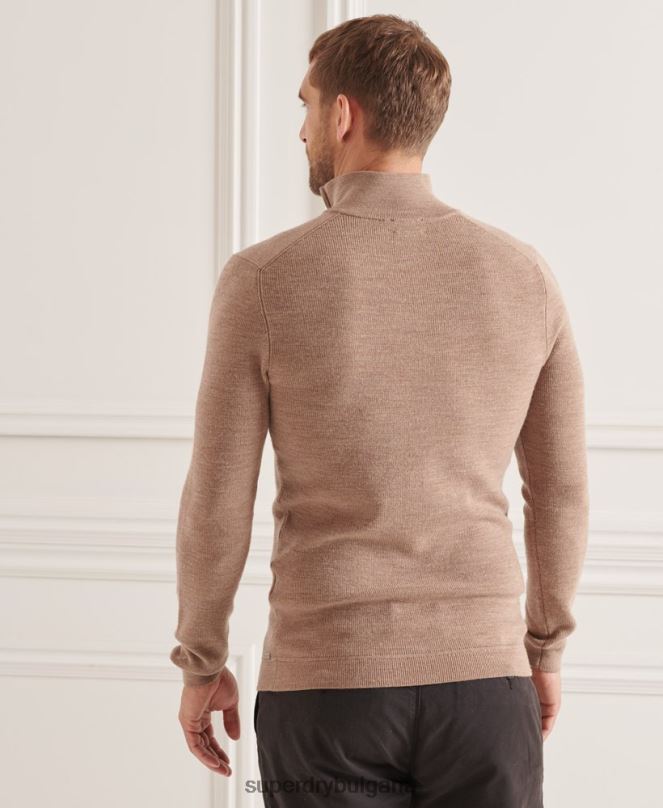 Superdry облекло N00H1323 бежово мъже studios merino henley jumper