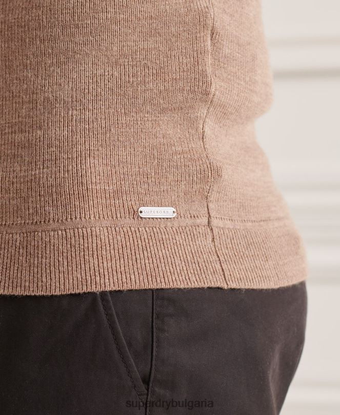 Superdry облекло N00H1323 бежово мъже studios merino henley jumper