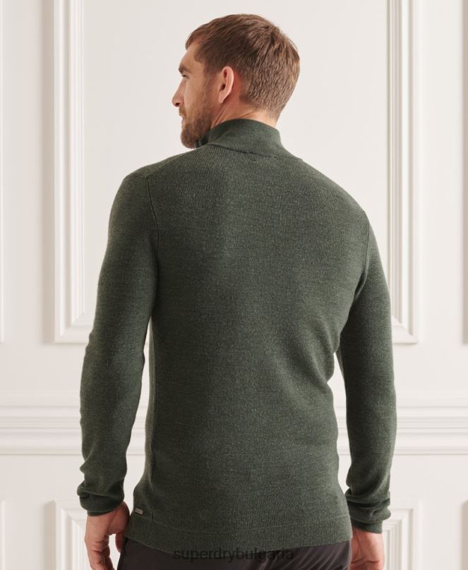 Superdry облекло N00H1324 зелено мъже studios merino henley jumper