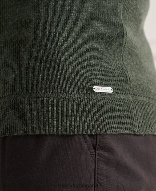 Superdry облекло N00H1324 зелено мъже studios merino henley jumper