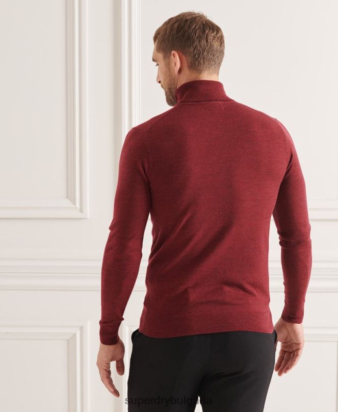 Superdry облекло N00H1325 червен мъже мериносов пуловер с деколте studios