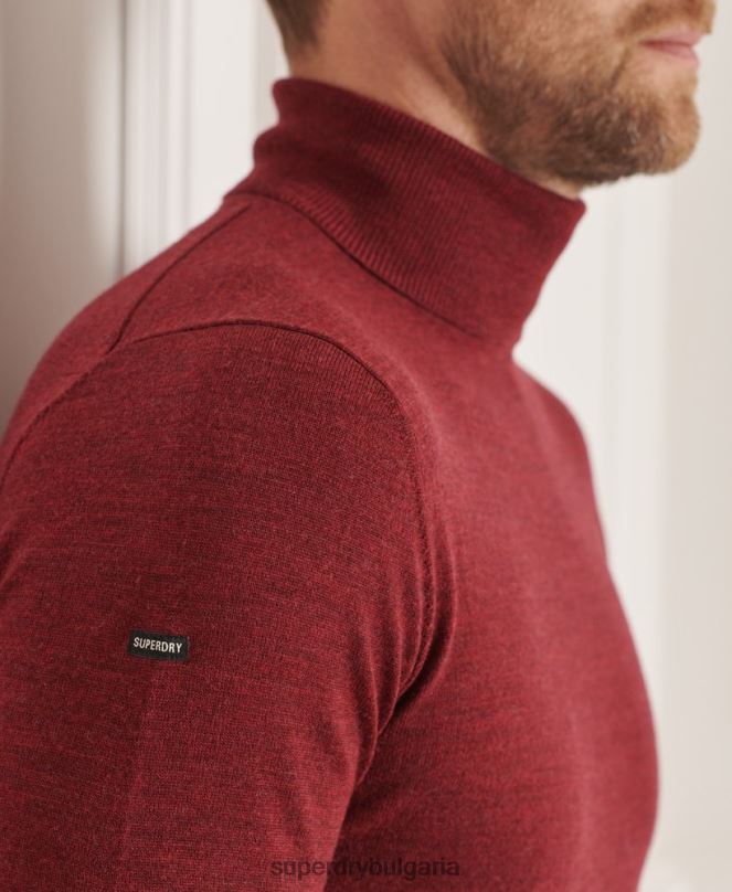 Superdry облекло N00H1325 червен мъже мериносов пуловер с деколте studios