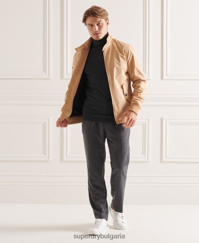 Superdry облекло N00H1326 тъмно сив мъже мериносов пуловер с деколте studios