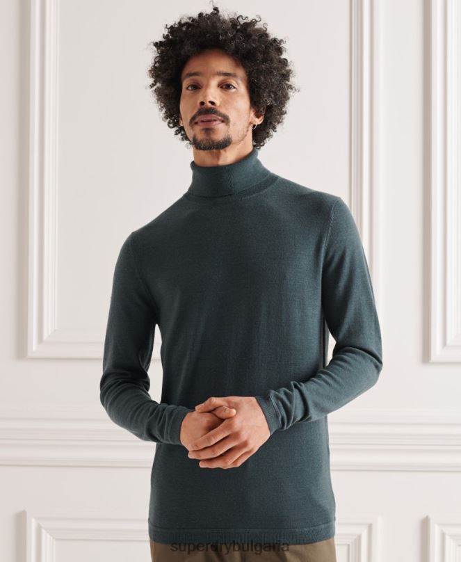 Superdry облекло N00H1327 каки мъже мериносов пуловер с деколте