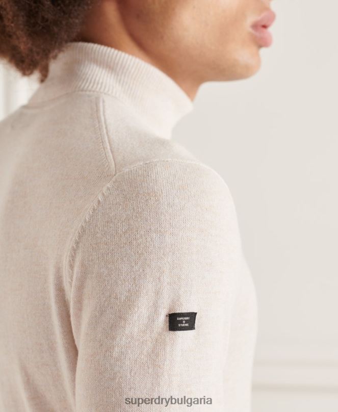 Superdry облекло N00H1328 бяло мъже studios джъмпър с ролка от агнешка вълна