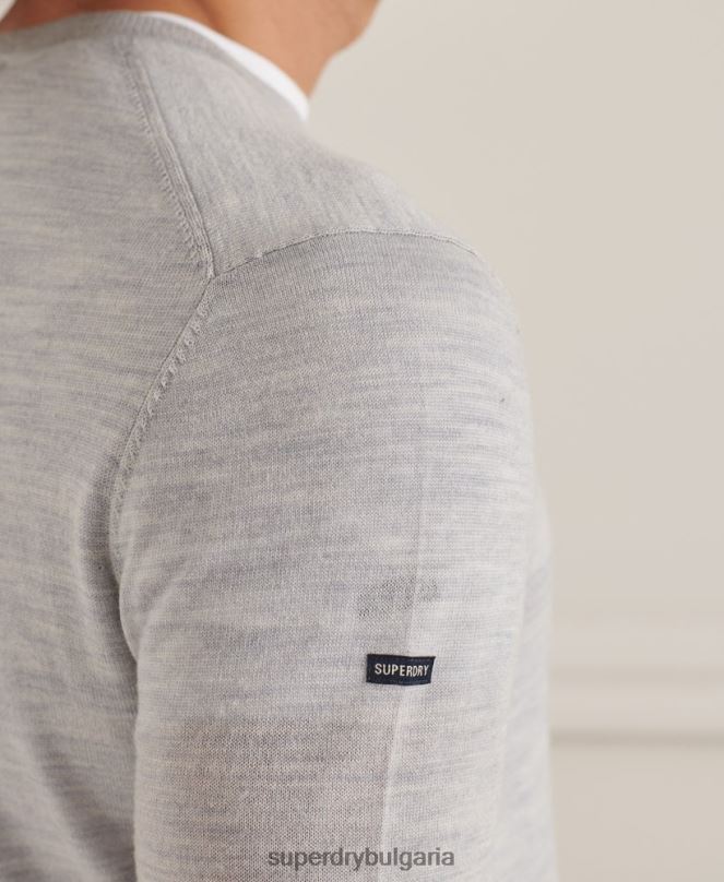 Superdry облекло N00H1333 светло сив мъже studios merino crew pupper