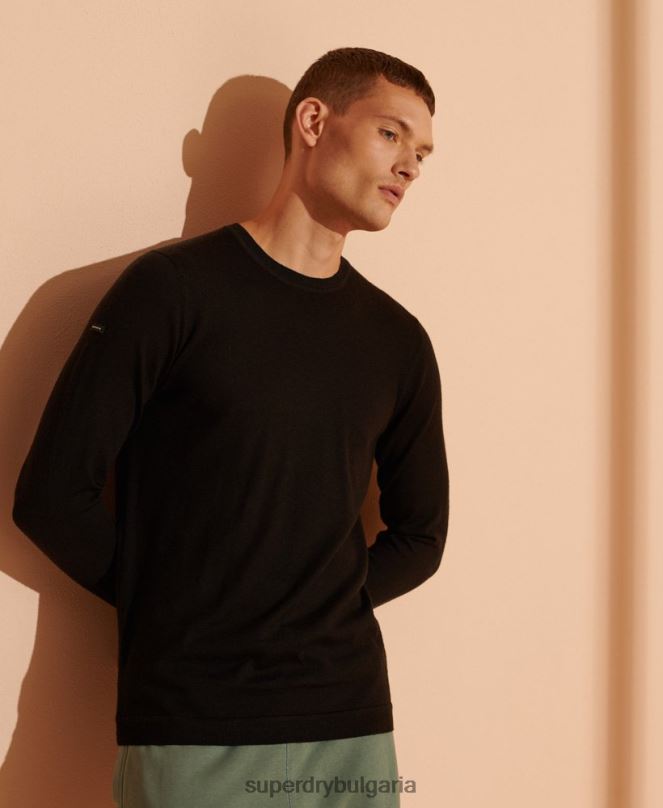 Superdry облекло N00H1338 черен мъже лек мериносов джъмпер