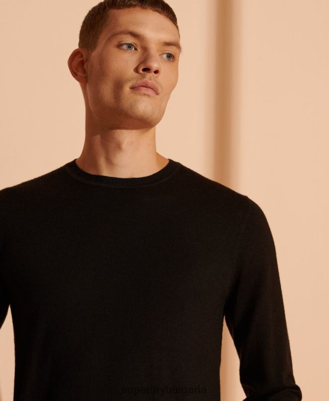 Superdry облекло N00H1338 черен мъже лек мериносов джъмпер