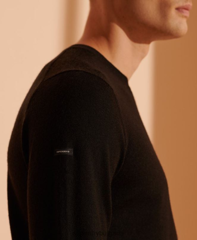 Superdry облекло N00H1338 черен мъже лек мериносов джъмпер