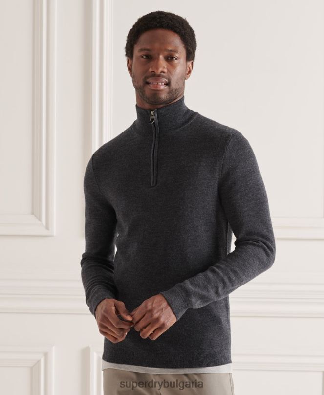 Superdry облекло N00H1339 тъмно сив мъже мериносов джъмпър